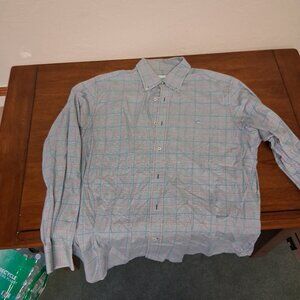 Southern Tide Button Down,  XL, Black and White Houndstooth with Pink and Green